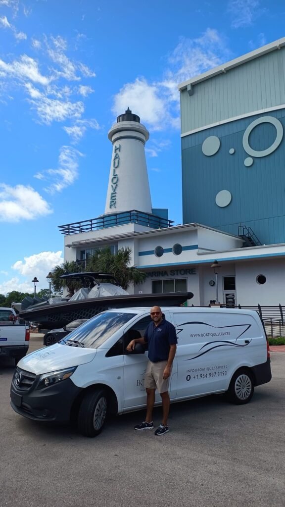 Boatique service van at Haulover Marina, Florida