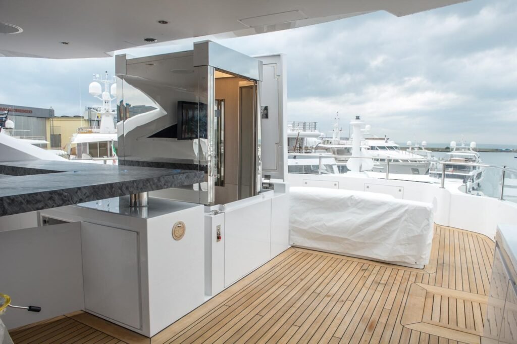 Vertec Marine elevator on a yacht sun deck